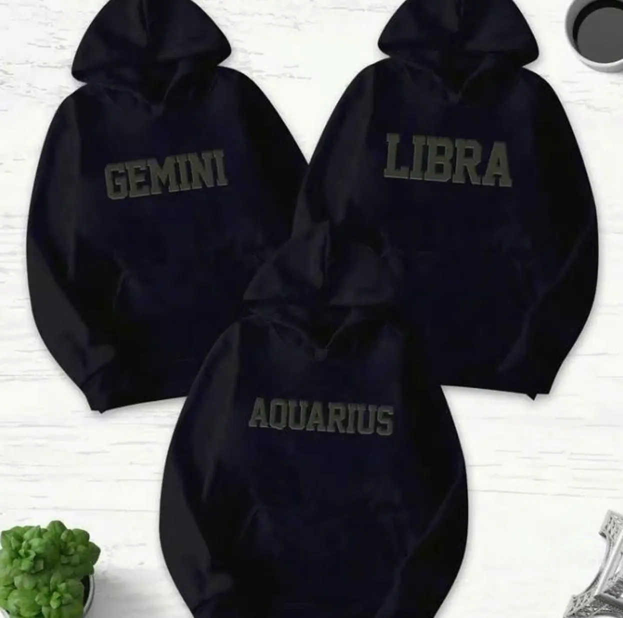 [Sale Up To 55%] Zodiac Graphic Print Black Hoodie for Men, Casual Cotton Menswear Sweatshirts Tops Pullover Longsleeves graphic hoodie Operator Pocket WHN