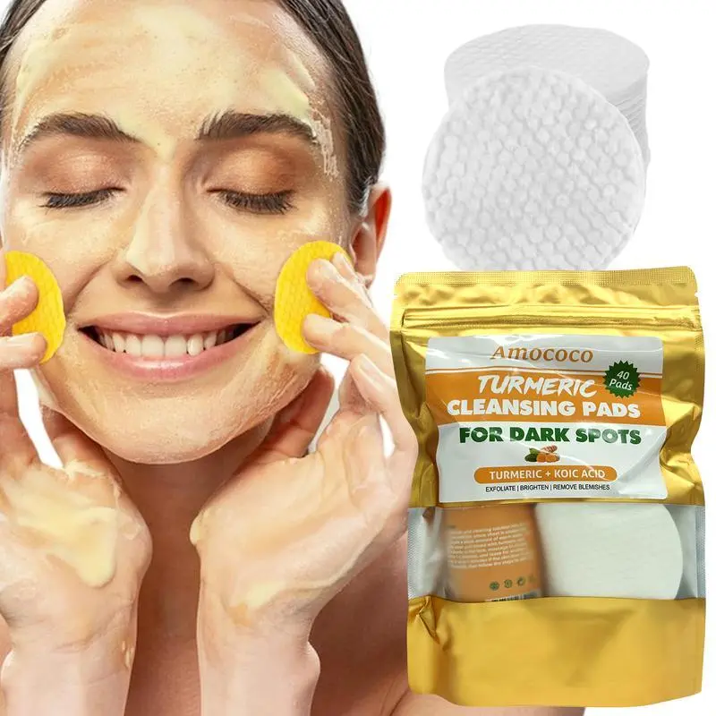 Kojic Gold Elixir: brightens, defends. New 40 - pcs dual - textured,- infused pads Skincare Comfort for cleansing, moisturizer Cosmetic Brightening Dual-Textured Kojic Acid Cleansing Pads