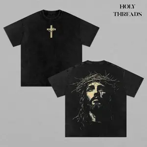 Holy Threads Jesus Crown of Thorns Tshirt & Hoodie Washed, God Apparel Tee, Easter T-Shirt, Jesus T-Shirt, Easter Streetwear, Christian Apparel Graphic Tees, Gym Pump Cover