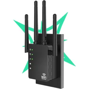 105-Device Compatible WiFi Extender Signal Booster, WiFi Extender, 12880 Sq.Ft Long Range, Dual Band 5GHz/2.4GHz 1200Mbps, Simple Installation for  & Outdoor