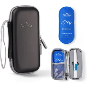 Hard Shell Travel Case for 1 Ozempic Injector Pen & Needles, TSA Approved Cold Pack, Easy to, Compact Syringe Box Holder for Trip & Daily Use (Gray)