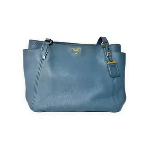 Pre-owned PRADA Saffiano leather Shoulder Bags Galleria Teal blue Very Good S014260412014