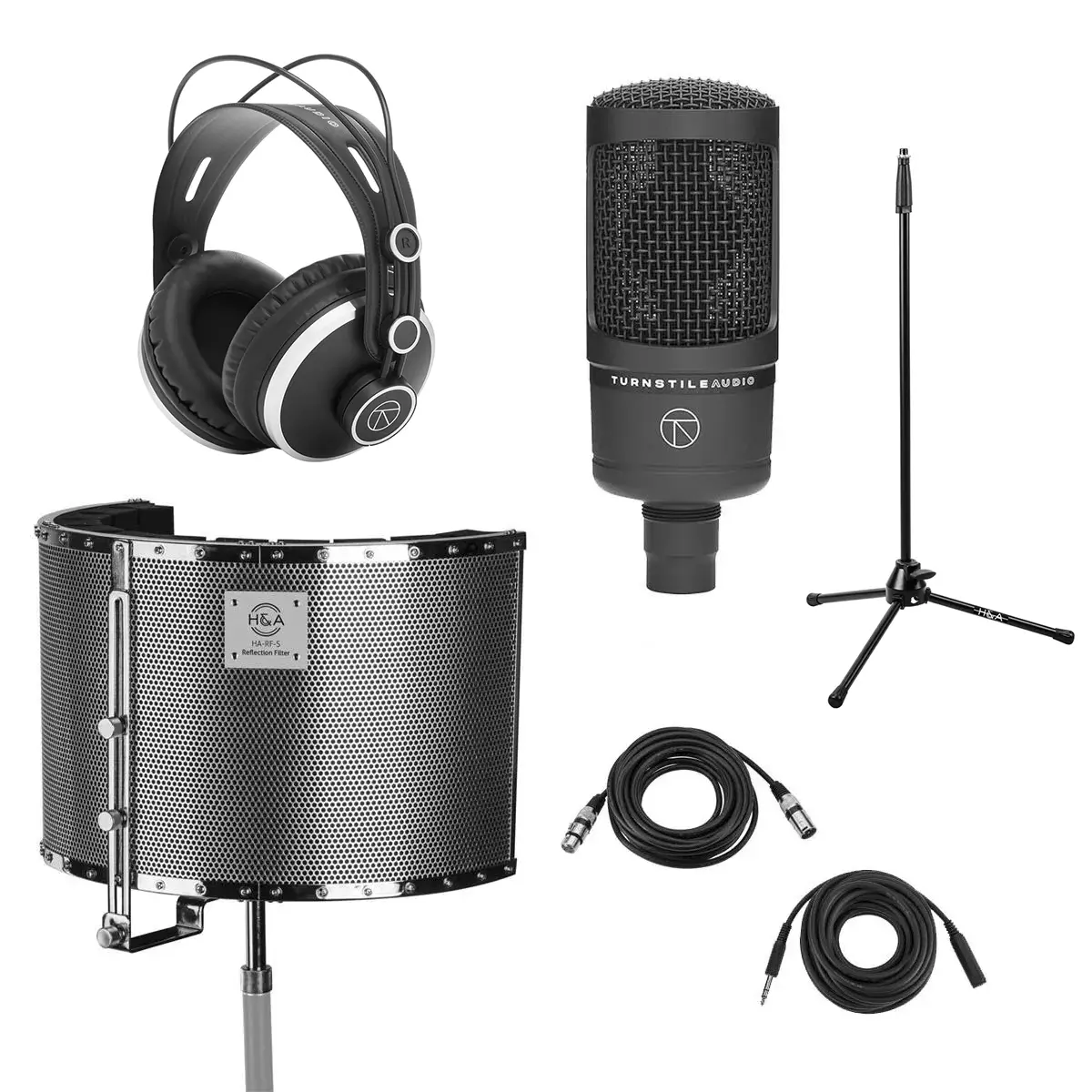 Turnstile Audio Concourse Series TAC300 Cardioid Condenser Microphone, Bundle with H&A Reflection Filter, Silver
