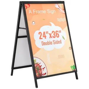 VEVOR A Frame Sidewalk Sign, TikTokShopBlackFriday, 24x36 Inch Heavy Duty Slide-in Signboard Holder, Double-Sided Folding Sandwich Board Signs, Steel Pavement Sign Poster for Outdoor Business Street Advertising (Frame only)