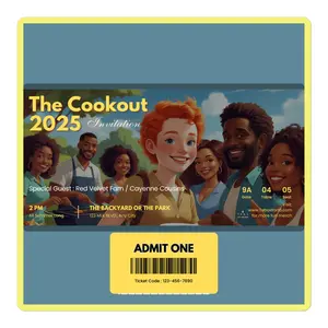 STICKER Ginger Cookout Invitation Ticket, funny, gift, cookout, red, velvet