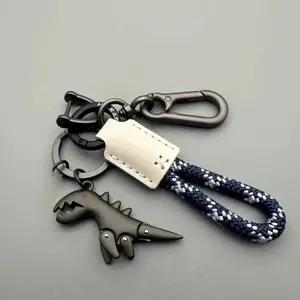 Leather Rope Weave Keychain, Lightweight Rugged Look Metal Key Ring for Cars & Motorcycles, Keychain for Bags Stylish Charm Gift