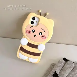 Creative little bee Cartoon Cute Phone Case For iPhone 16 15 14 13 12 11 Pro Max  Silicone Soft Cover