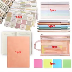 All-in-One Bible Study Journaling Kit for Women with 6 Highlighters, 5 Pens, 5 Bible Tabs, 4 Sticky Notes ,1 pounch bag,1 journal& More - Complete Scripture Study Supplies for Note-Taking, Bible Verse Journaling, Prayer & Verse Mapping - Gift for & Group