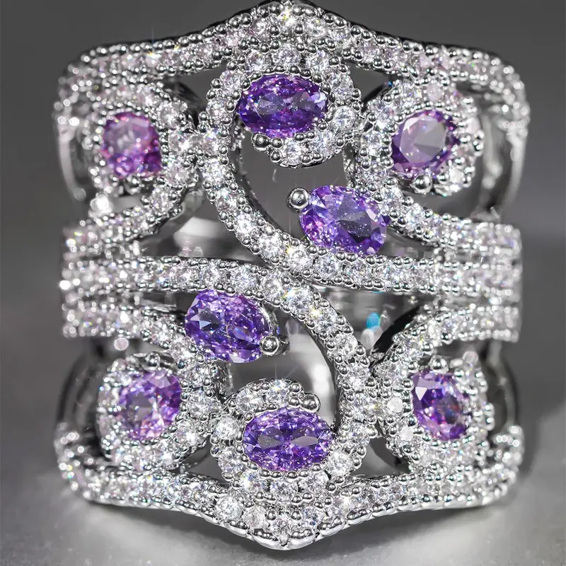 Artificial Zircon Decorated Ring, Statement Ring, Fashion Accessories for Women, Trendy All-match & Exquisite Jewelry for Birthday Gift, Iced Out Zircon, Elegant Everyday Ring, Elegant Glittering Ring, Artificial Zircon Rings