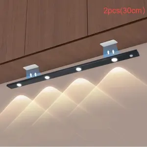 Cabinet Light, 2 Counts Rechargeable 3 Colors Dimmable LED Light Bar for Living Room, Human Body Induction LED Lights for Bedroom Cabinets Wardrobe Decor