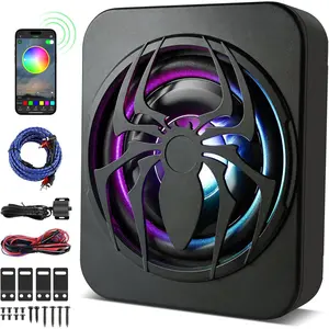 10 Inch 700W Under Seat Car Subwoofer Slim Powered Active Stealth Hideaway Sub with Full Color LED Lights and Complete Installation Wiring Kit