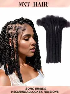 Boho Braids 4-14inch 0.6cm Thickness 10Strands 100% Human Hair Dreadlock Extensions For Man/Women Hair Extensions Crochet Human Hair Knotless Braids