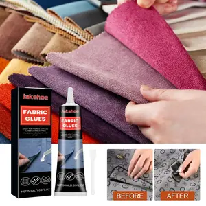 Jakehoe Transparent Fabric Glue Waterproof Easily Washable Drying Strong Adhesive for Clothes Denim Cloth, Textile Glue for Clothing Repair