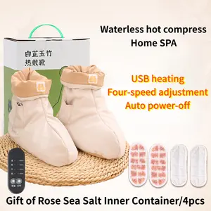 Bai Zhi Yu Zhu hot compress boots electric heating Ai Rong Hai salt warm ankle joint sleeve foot heating therapy moxibustion short boots