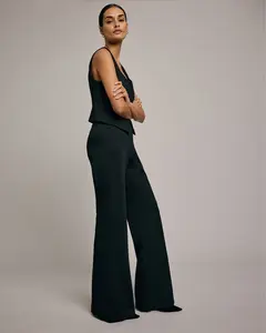 Express Pull-on Signature Ponte Black High Waisted Flare Trouser