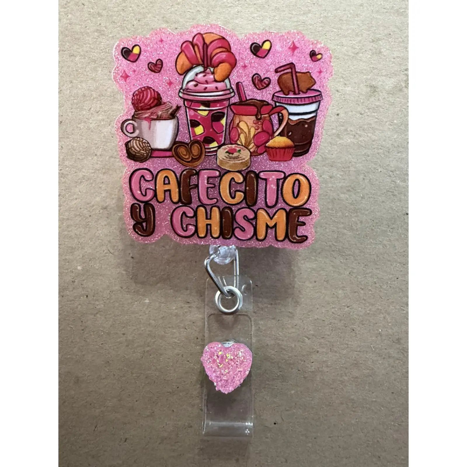 Cafecito y Chisme Badge Reel !!ALLIGATOR CLIP!!