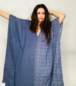 Hand Block Print Dress Plus Size Caftan Indian Cotton Kaftan Summer Cotton Dress Simple Polka Dots Design for Women