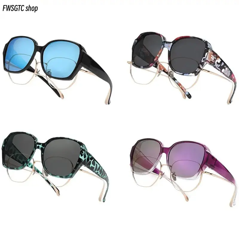 Unisex Fit Oversized Geometric Polarized Sunglasses (4/2-Pack) - UV400 Sun Protection, Anti-Glare Flexible Angular Frame, Lightweight for Prescription Glasses, Male & All, Trendy Look, Easy Styling, Ideal for Driving, Outdoor Wear, Unisex Fit, Easy Stylin