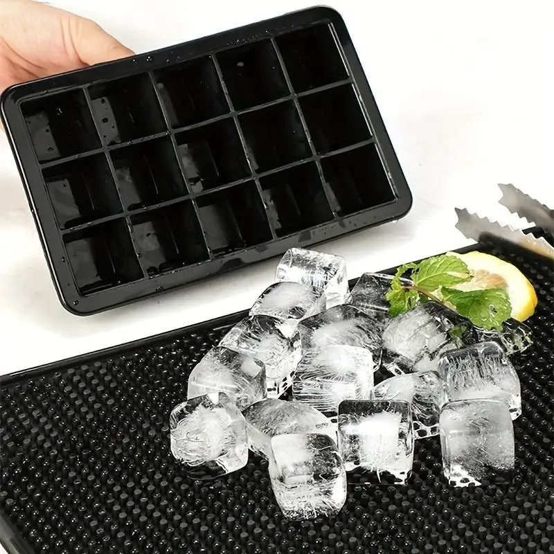 Silicone Ice Cube Mold, 15 Square Ice Cube Per Tray, BPA Free Flexible Reusable Stackable Ice Cube Mold for Whiskey, Chocolate, Juices