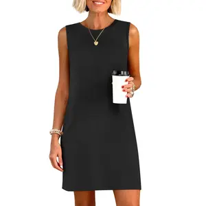 ANRABESS Women’s Casual Mini Sundress Sleeveless Crewneck Split Wrinkle-Free – 2026 Summer Beach Travel Vacation Dress