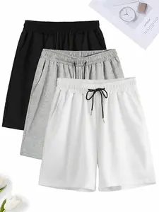 Men's Three-Piece Casual Shorts Set, Breathable Fabric, Perfect for Daily Leisure & Weekend Gatherings, Summer Fashion Comfort Sportswear, Elastic Waist Shorts