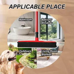 Pet Carpet Cleaning Brush - Powerful Hair & Dust Removal, Hands-Free Cleaning, Rubber Scraper for Floors/Windows/Sofas, Multi-Functional for Dog/Cat Hair & Window Cleaning