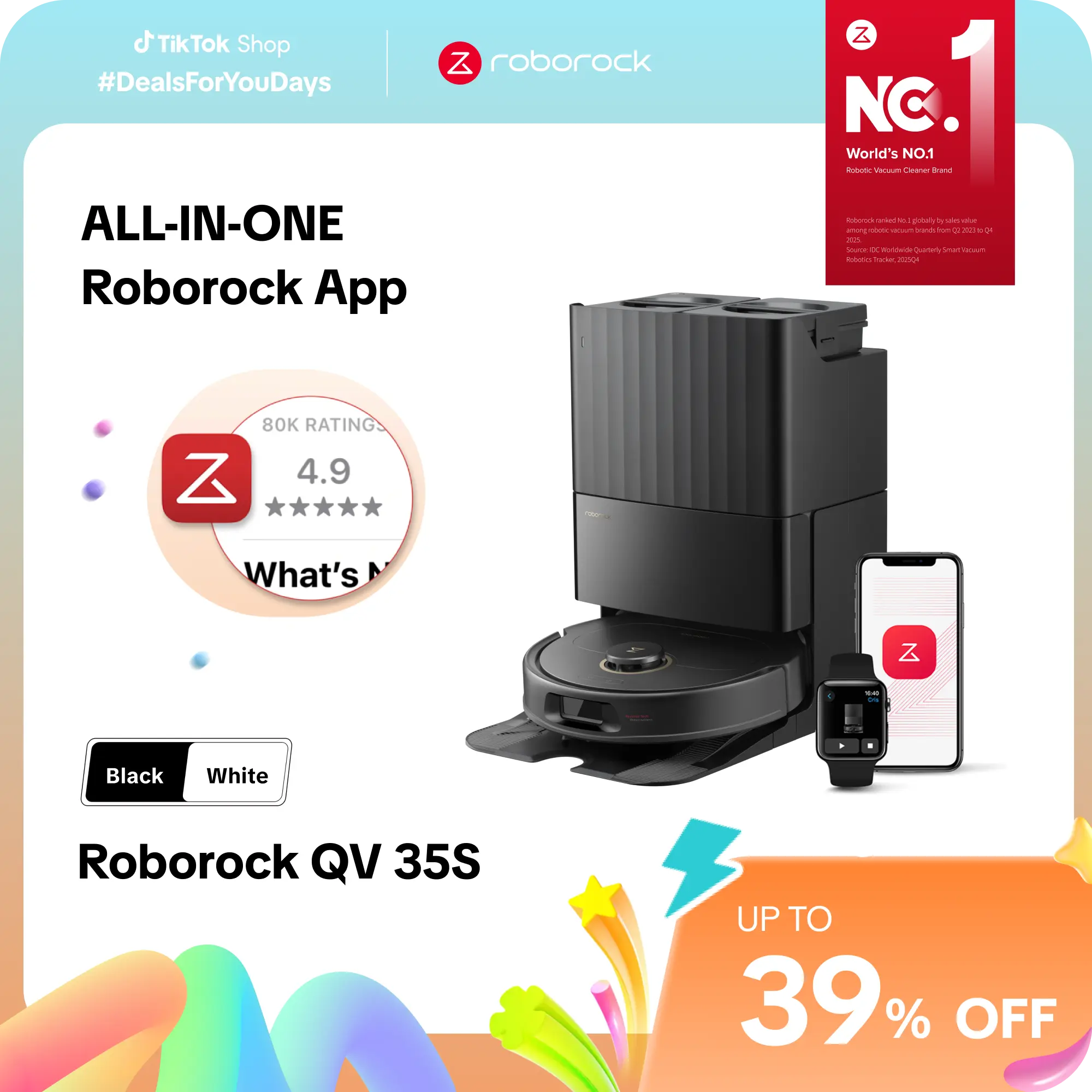 [SaleLink] Roborock Qrevo Series Robot Vacuum and Mop, 10,000Pa suction, Self-Drying, Auto Mop Washing, Self-Emptying & Refilling, 10mm Mop Lifting, Smart Obstacle Avoidance (QV 35S) #TikTokShopBackToSchool