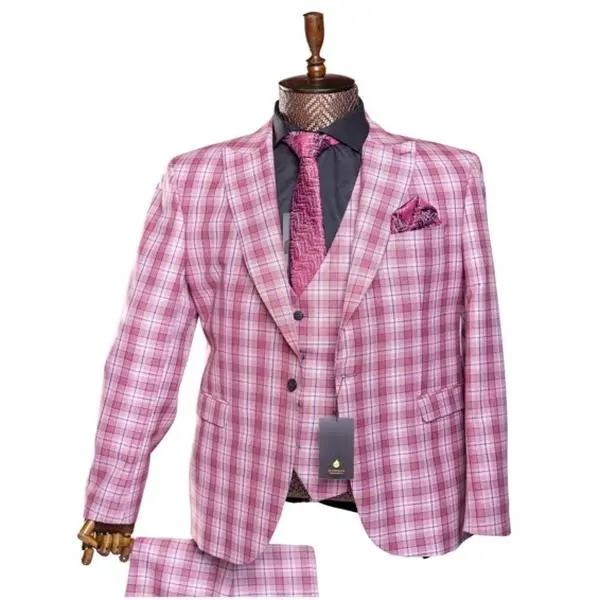 JB Designs Men’s 3pc Slim Fit Multi Checkered Suit Set