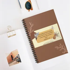 Matthew 4:4 Bible Verse Notebook Spiral Notebook | Scripture Study Notes