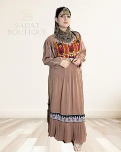 Afghan Dress with Embroidered Bodice & Pleated Hem
