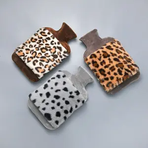 Vintage Leopard Plush Hot Water Bottle, Thick Anti-Explosion Fillable Warm Water Bag, High Aesthetic Heat Resistant Hand Warmer, Winter Heating