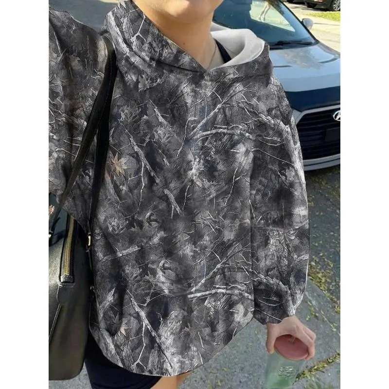 Women'sFallWinterVintageFashionHoodie,CamoLeafBranchAlloverPrint,ThickCasualLooseFitPulloverSweatshirtGift Women'sFallWinterVintageFashionHoodie,CamoLeafBranchAlloverPrint,ThickCasualLooseFitPulloverSweatshirtGift