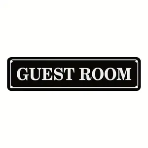 Vintage Guest Room Metal Tin Sign - Retro Wall Decor for Home, Office, or Bar, 16x4 Inch, Black & White Distressed Finish, Easy Hang, No Power Needed, Bar Decoration |   Vintage Wall Art |   No Power Decor Variant