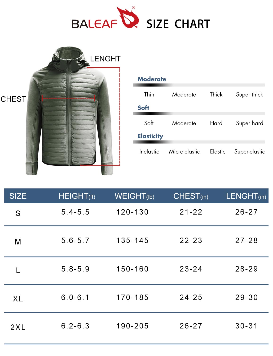 baleaf Men's Lightweight Warm Puffer Jacket Winter Down Jacket Thermal Hybrid Hiking Coat Water Resistant Packable Fabric Menswear