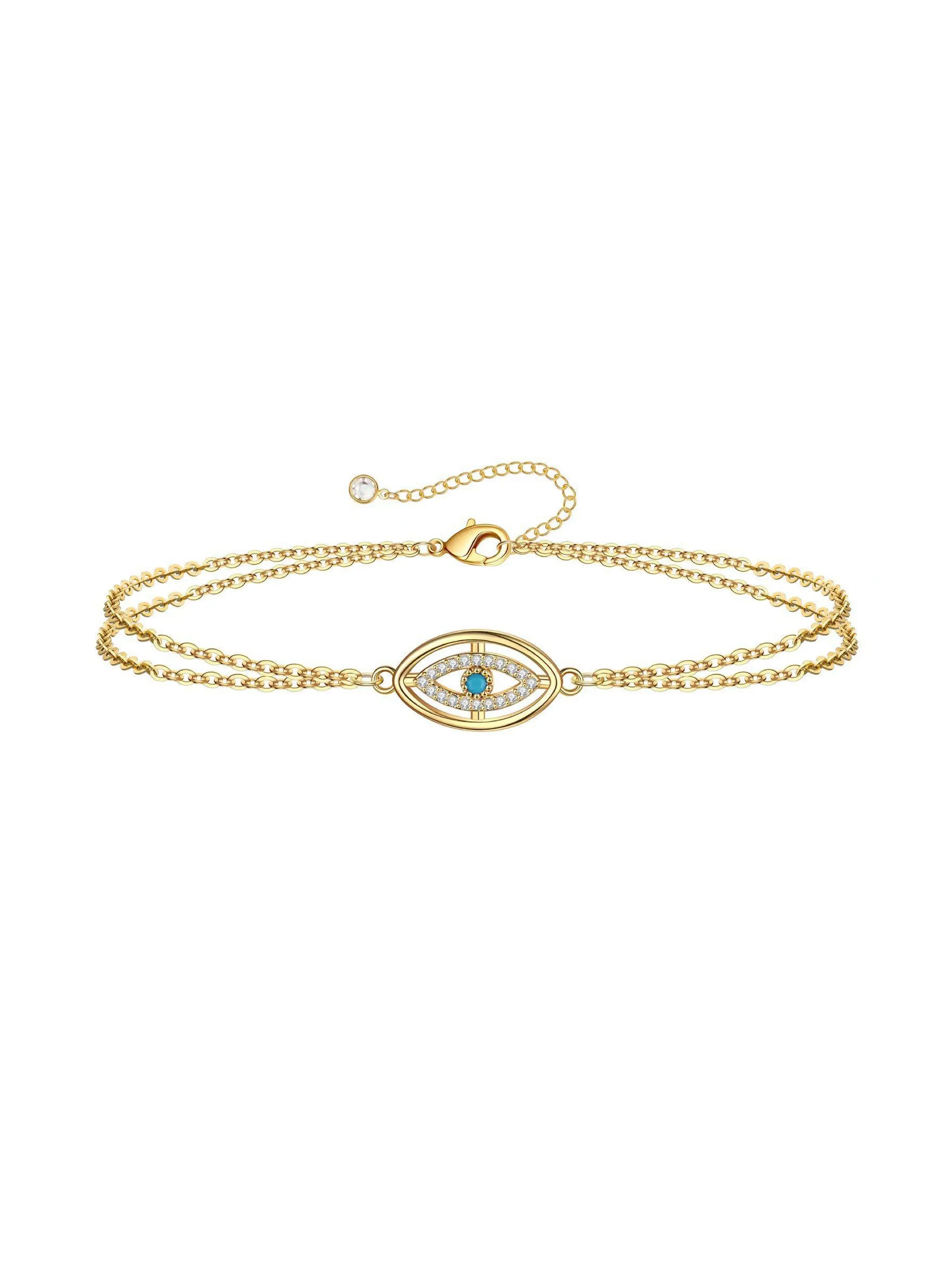 Evil Eye Charm Bracelet with Stainless Steel, Cubic Zirconia Bracelet, Stylish Jewelry Accessory for Women, Stackable Bracelets, Enhances Your, Perfect Gift for Any Occasion