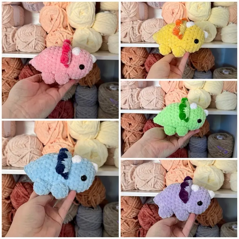 Chubby Triceratops Handmade Crochet Plushie