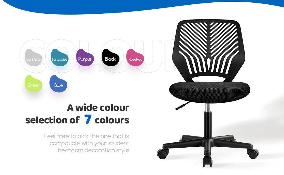 Yaheetech Armless Mesh Office Chair , Adjustable Seat Height and 360-Degree Swivel, Mid Back Swivel Chair for Small Spaces