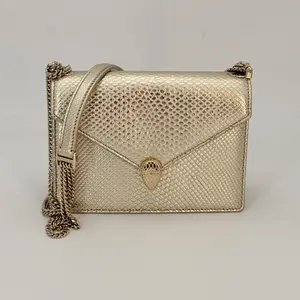 Pre-owned Bvlgari python Crossbody Bags Serpenti Forever Micro Shoulder Pochette Champagne Gold