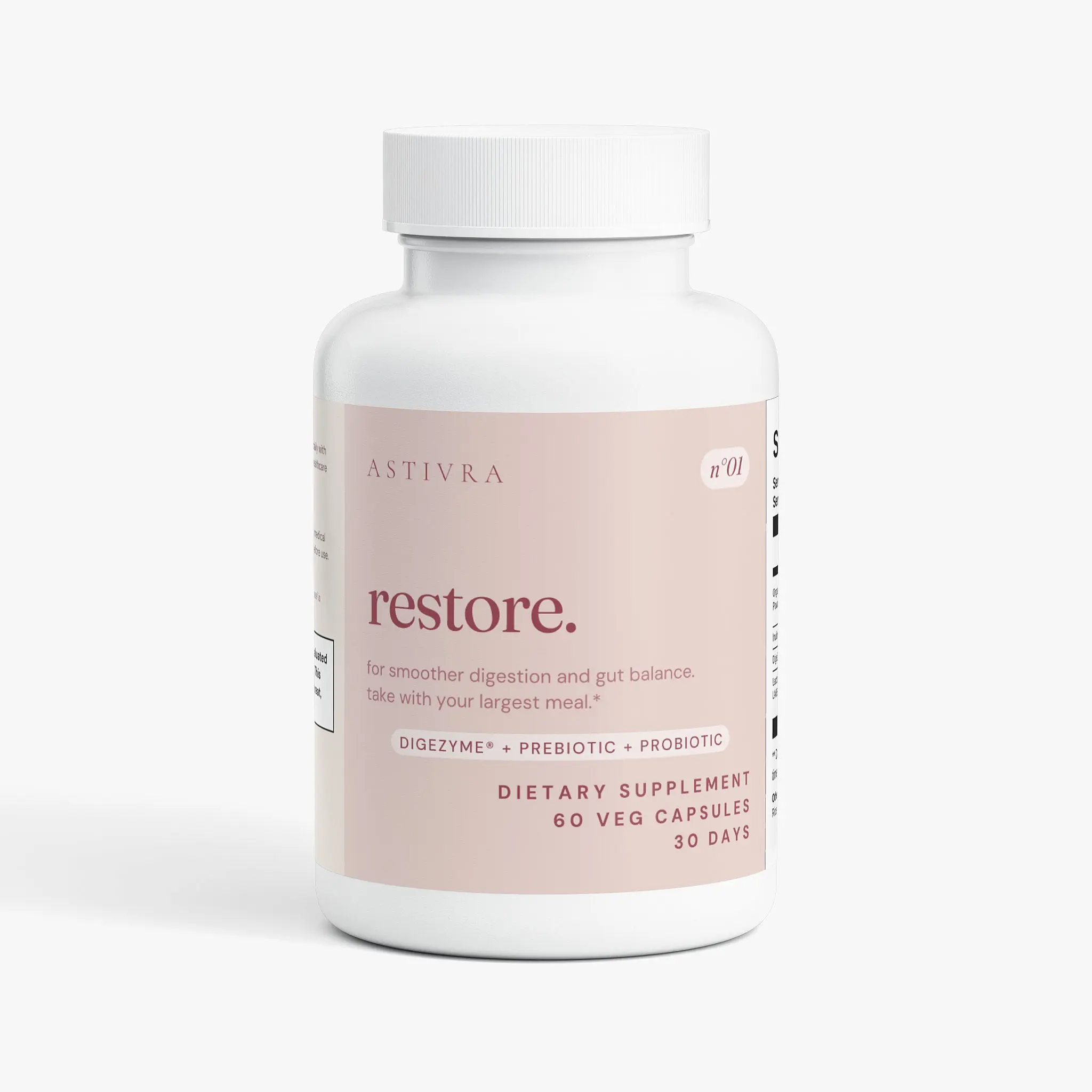 Astivra Restore - Digestive Enzyme & Probiotic Supplement with ACV, 60ct