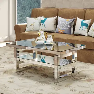 Modern Square Luxury Coffee Table Home Tempered Glass Tea Table Living Room Balcony Simple Table for Small Apartment living  room  furniture