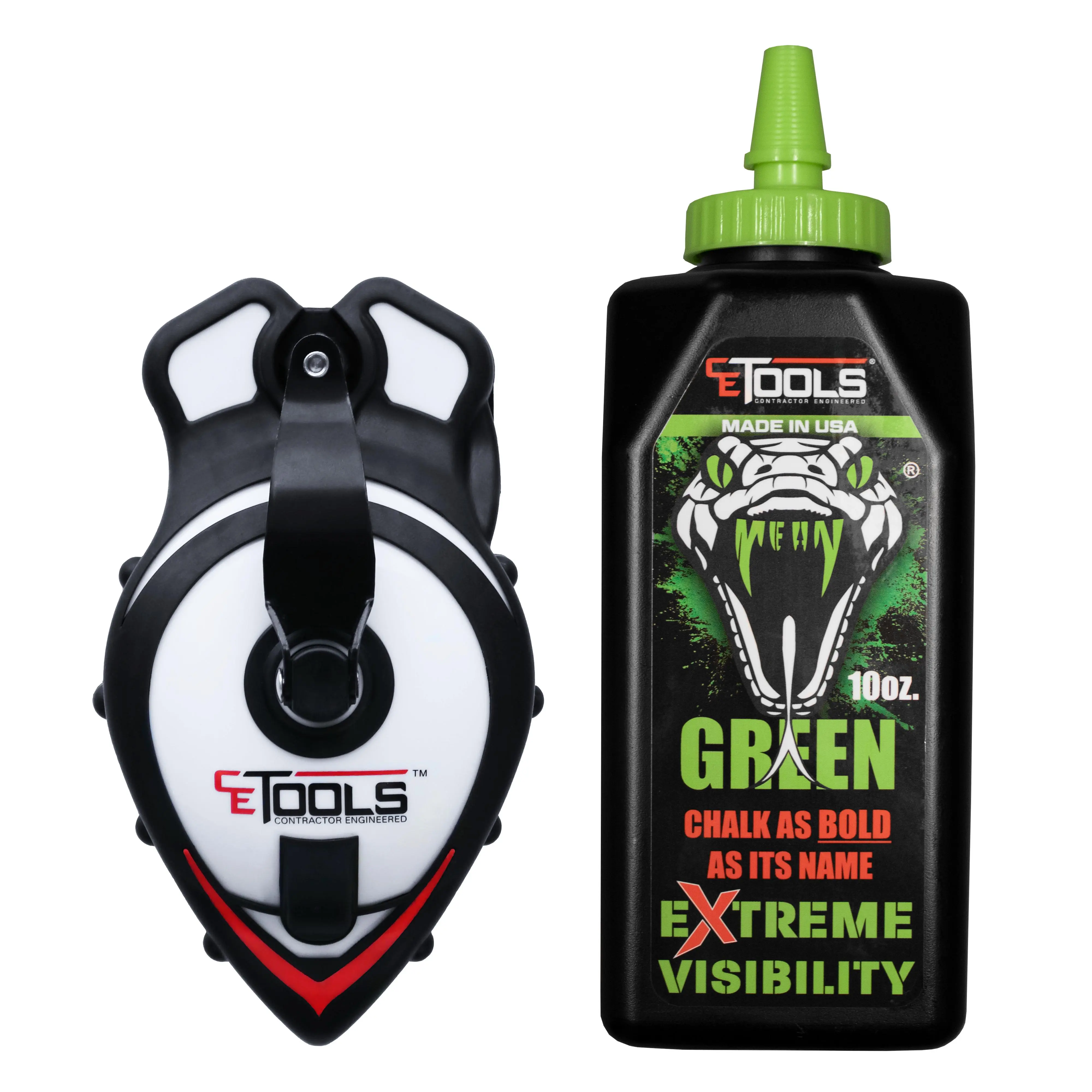 SnapBack Chalk Line with Releasable Tip® & Mean Green 10oz Chalk SnapBack Chalk Line with Releasable Tip® & Mean Green 10oz Chalk
