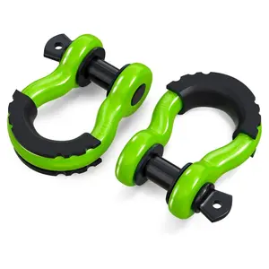 2PC D Ring Shackle, 42,000lb Break Strength, D Ring Shackles 3/4 inch with Black Isolator Washer and 7/8" Screw Pin, Tow Shackles, Soft Shackle Kit for Off-Road Jeep Truck Vehicle Recovery