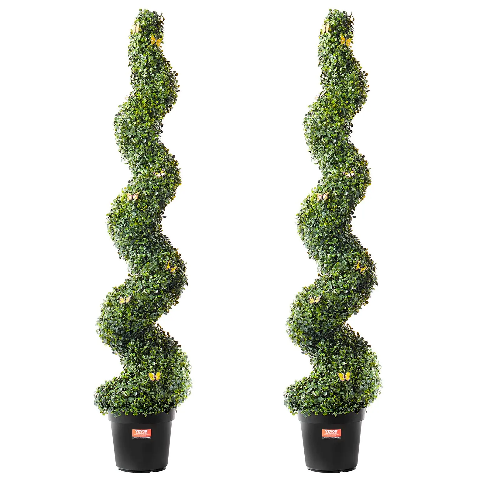 【DealsForYouDays】 VEVOR Artificial Boxwood Topiary Tree, 60 inch Tall (2 Pieces), Spiral Faux Topiary Trees, Faux Plant w/ Extra Leaves Pot Small Decoration, UV Rated Greenery Set for Home Decor Indoor/Outdoordealsforyoudays
