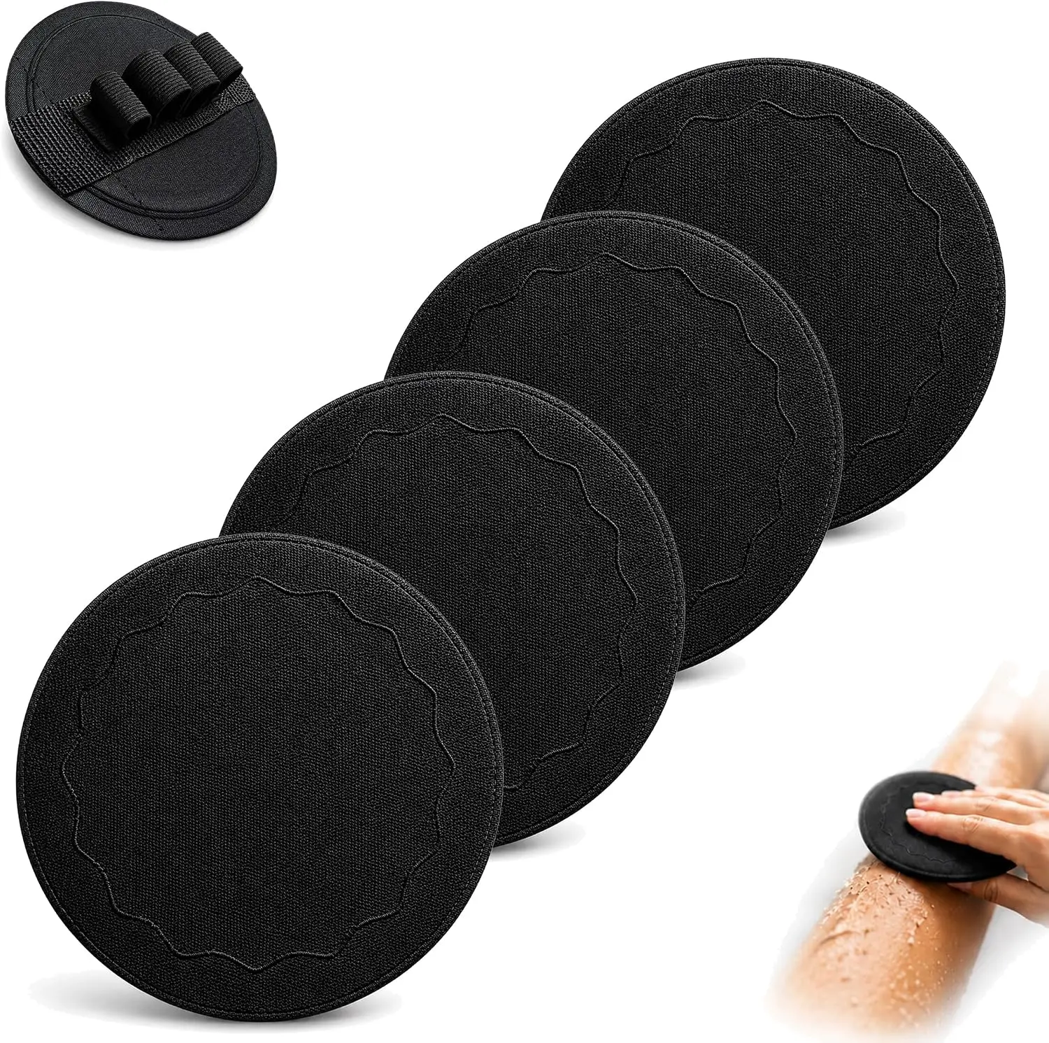 Soft Rubber Shower Scrubber (4 Count) - Efficient Body Cleansing, Gentle Exfoliating Bath Brush & Pads for Shower