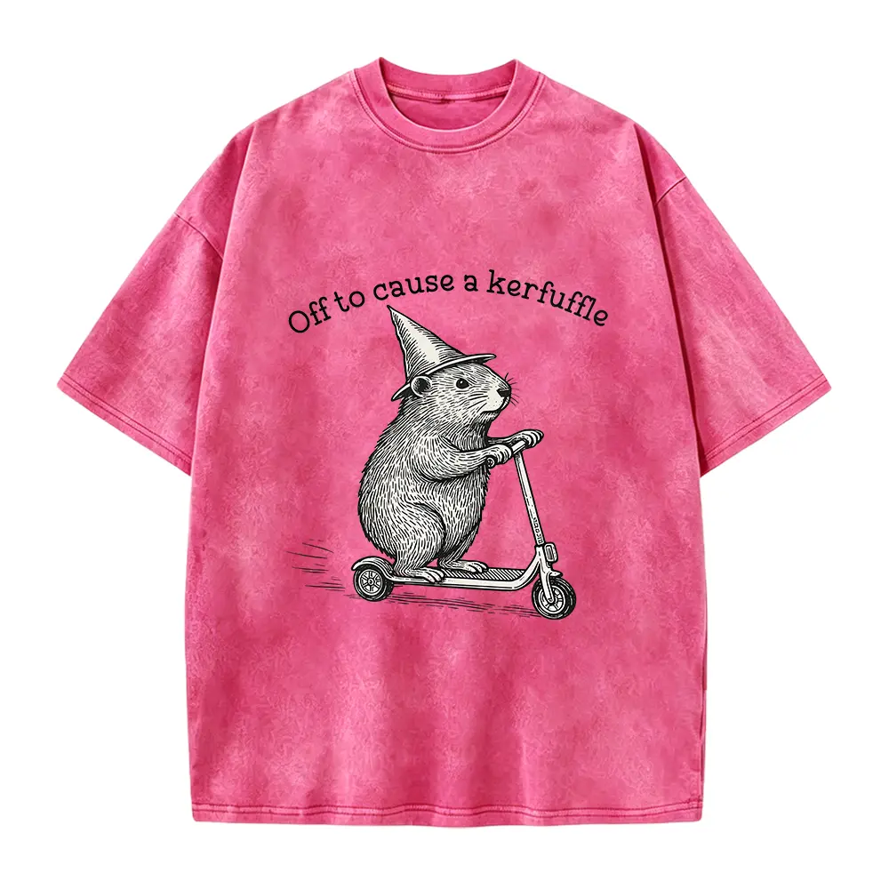 Off To Cause A Kerfuffle Shirt Funny Groundhog Scooter Tshirt Silly Animal Mental Health Tee Adult Humor Sarcastic T-Shirt