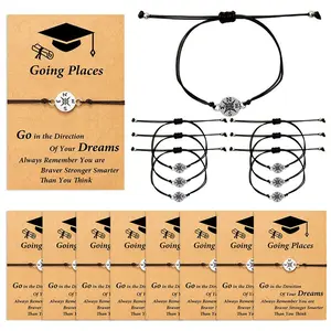 Graduation Compass Bracelet Set with Inspirational Card, Going Places Perfect Graduation Gift for Him Her, Encouragement Bracelet for Graduates