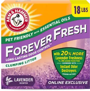 Arm & Hammer Forever Fresh Clumping Cat Litter Lavender, MultiCat Cat Litter Odor Control 18lb With 20% More Lavender Freshness, With Essential Oils