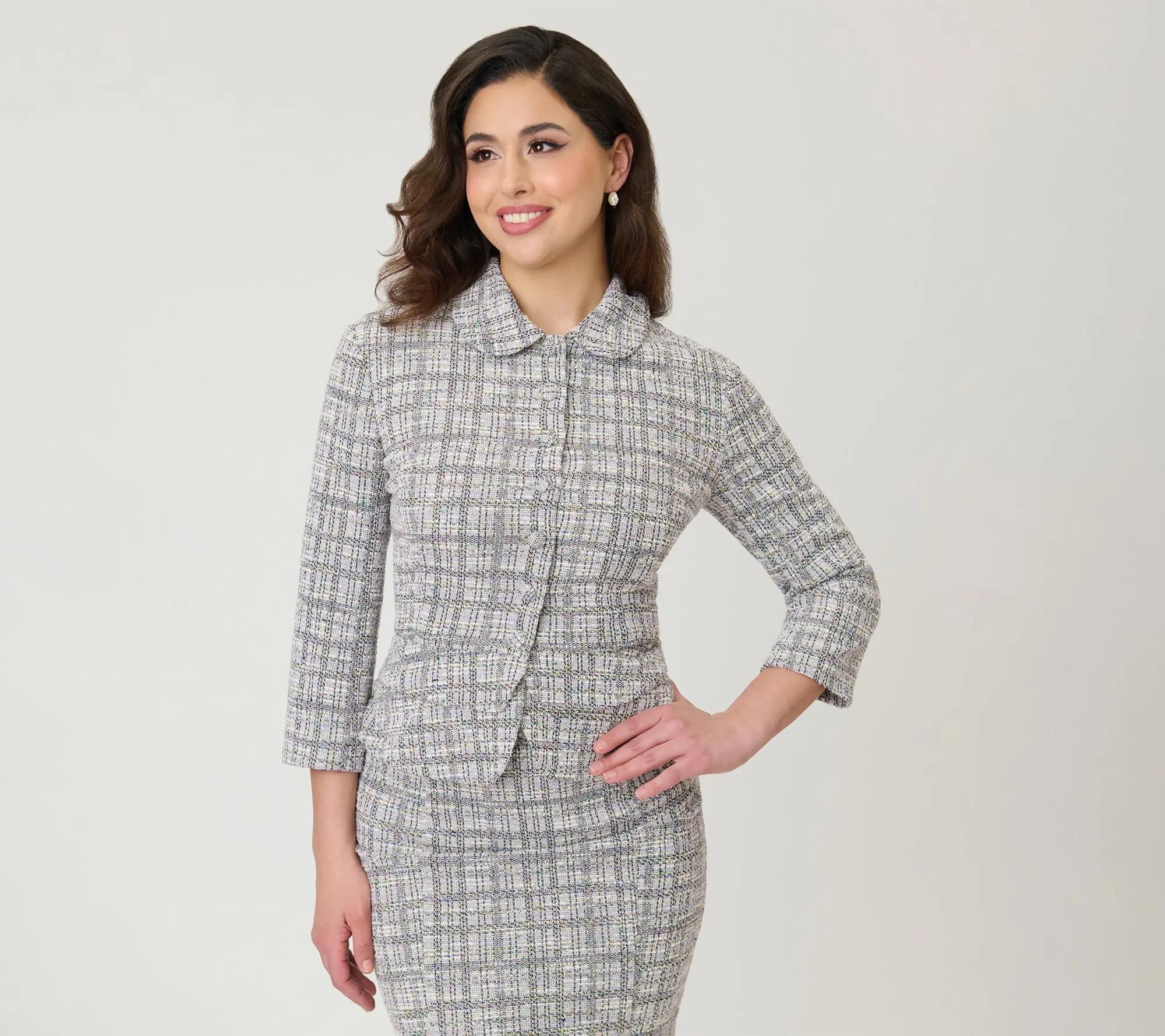 Unique Vintage Lavender Plaid Boucle Peplum Jacket