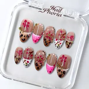 NailPhoria WHISPER BLOOM - Handmade Press-On Nails | Reusable, Salon-Quality, Long-Lasting, Glossy Design