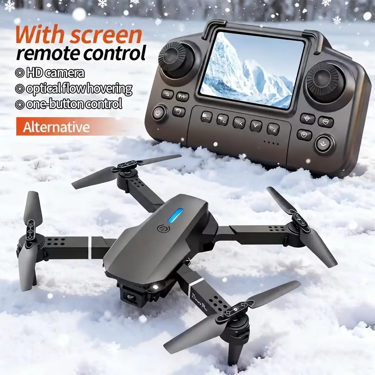 E88 Foldable RC Drone for Beginners with HD Camera, Pocket Optical Flow Hovering, APP & Remote Control, 1-Key Startup, Metal+Plastic Portable Quadcopter, 2 Batteries, Long Flight Life, Cool Gadgets for Daily Recording, Teen Boy Gift